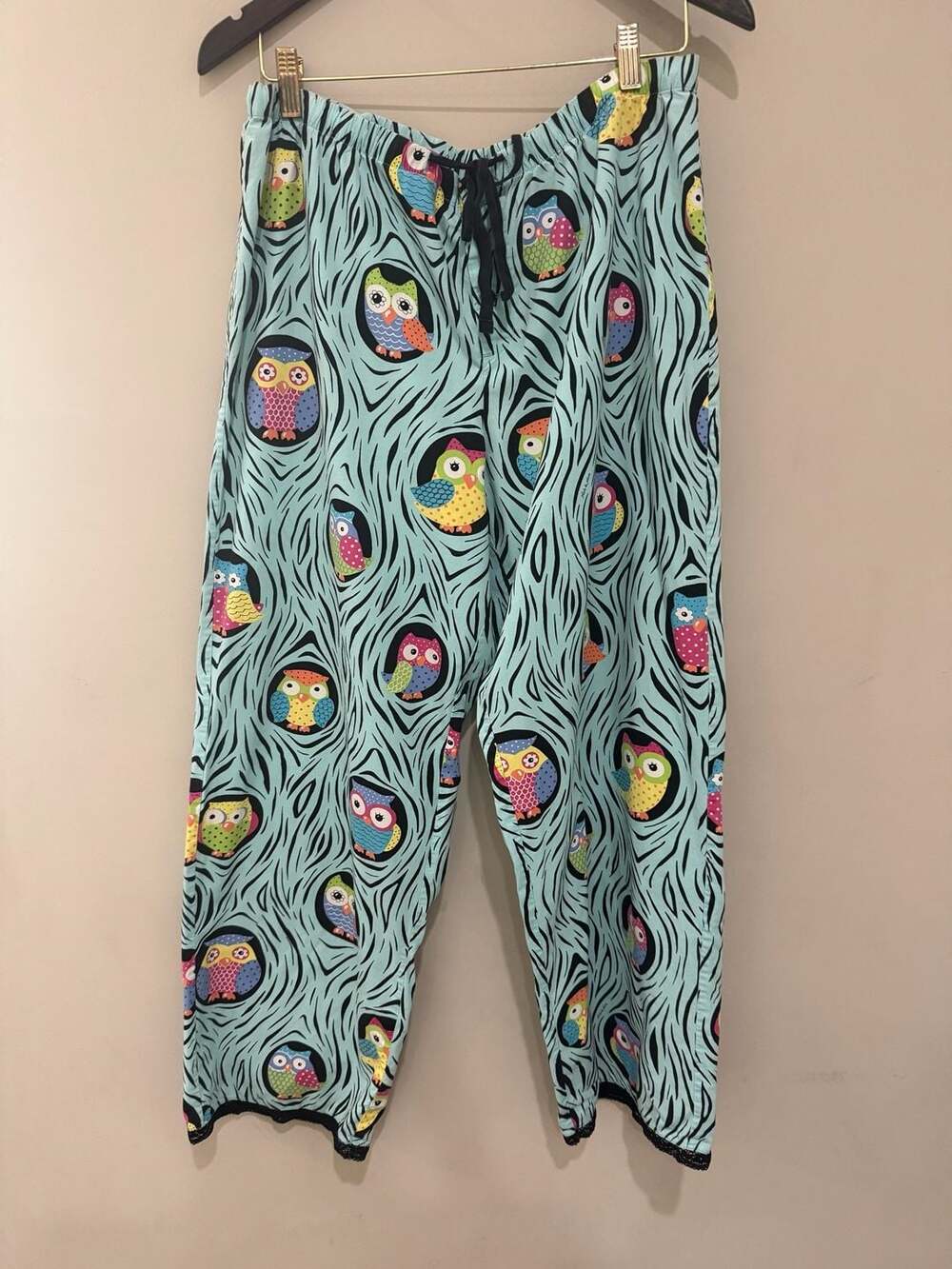 Nick & Nora Target Owl Pajama Pants Women’s L Blue Cotton Lounge Sleepwear Y2K
